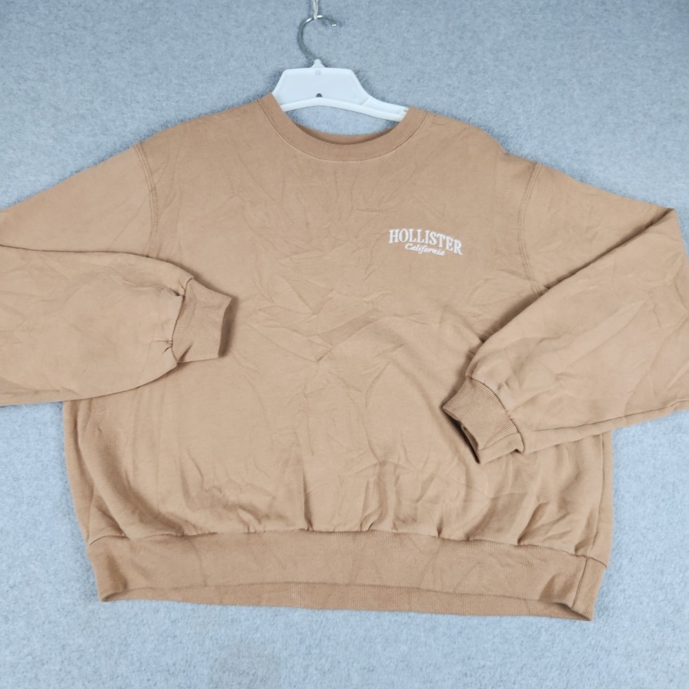 Hollister California Sweatshirt Womens Small Brown Fleece Lined Relaxed Pullover